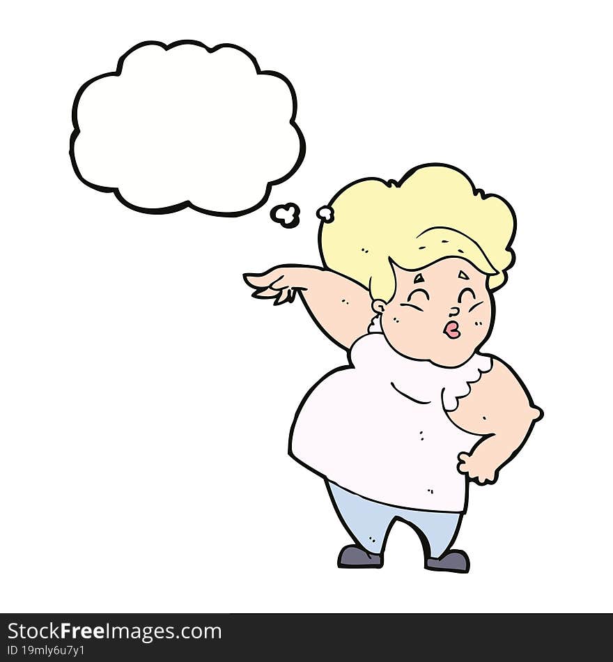 Cartoon Happy Overweight Lady With Thought Bubble