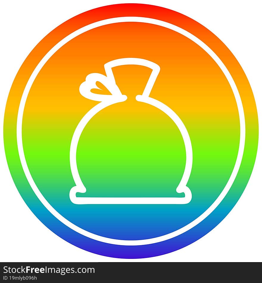 bulging sack circular icon with rainbow gradient finish. bulging sack circular icon with rainbow gradient finish