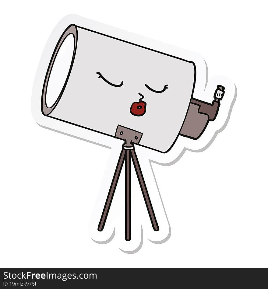 sticker of a cartoon telescope with face