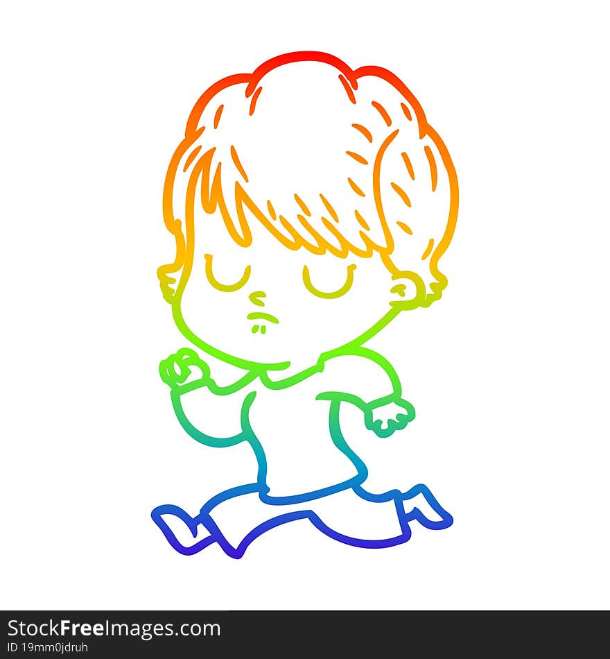 rainbow gradient line drawing of a cartoon woman