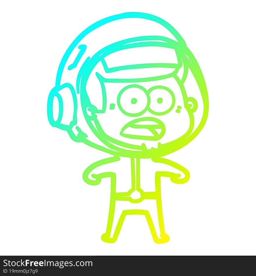 cold gradient line drawing cartoon surprised astronaut