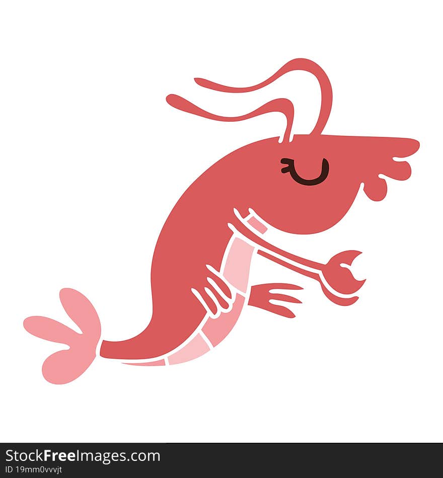 quirky hand drawn cartoon happy shrimp