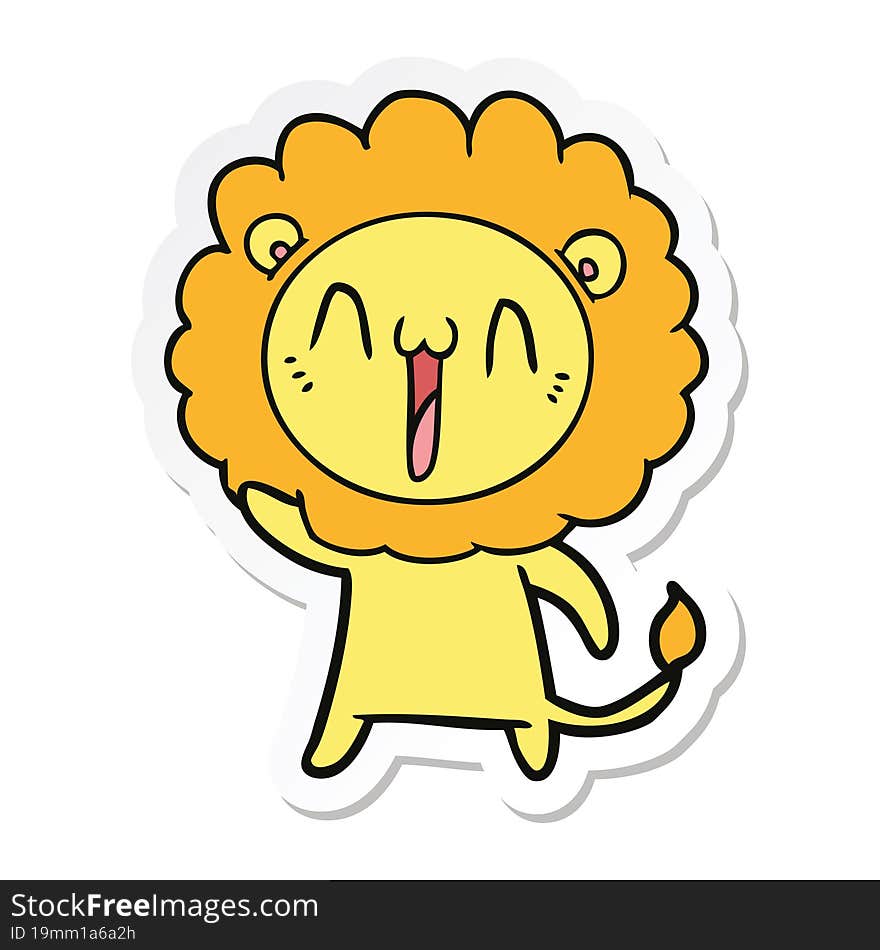 sticker of a happy cartoon lion