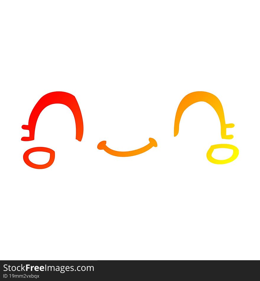 Warm Gradient Line Drawing Cute Cartoon Face