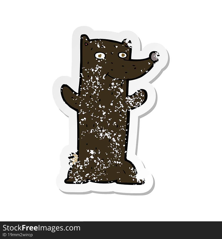 retro distressed sticker of a cartoon black bear