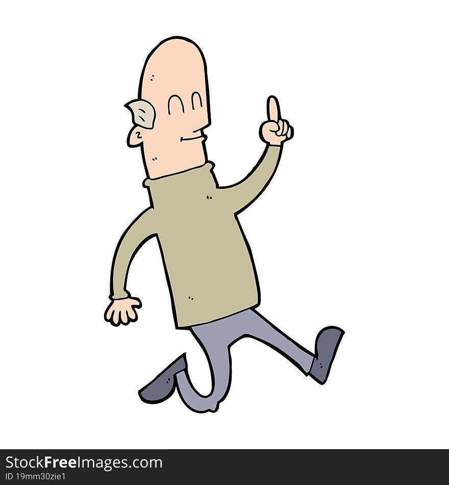 cartoon bald man with idea