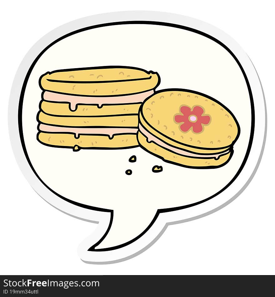 cartoon biscuit and speech bubble sticker