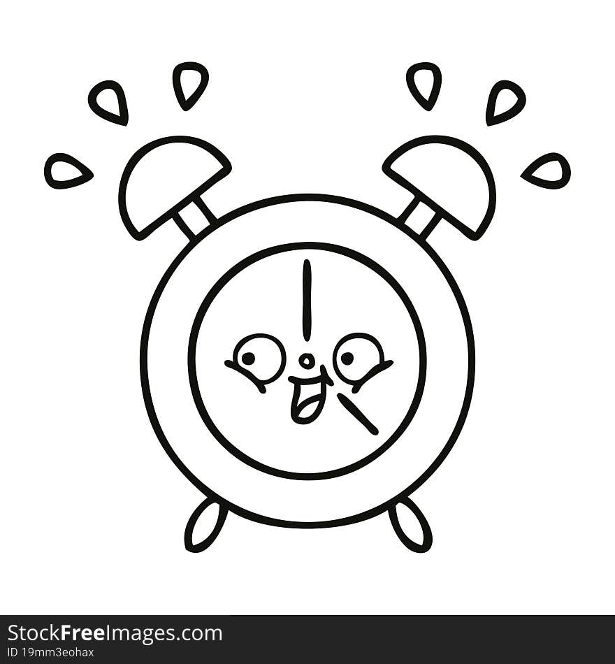 line drawing cartoon alarm clock