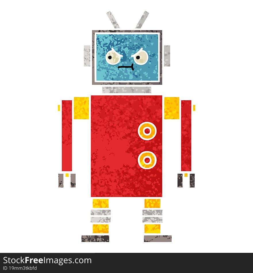 Retro Illustration Style Cartoon Robot