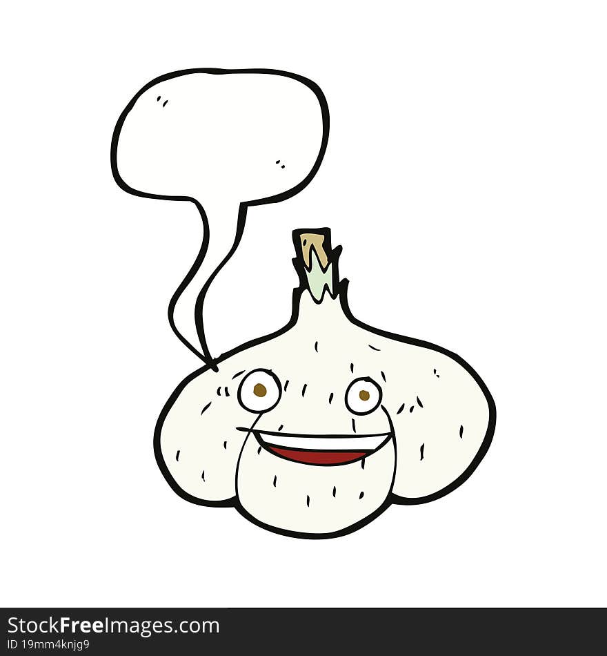 Cartoon Garlic With Speech Bubble