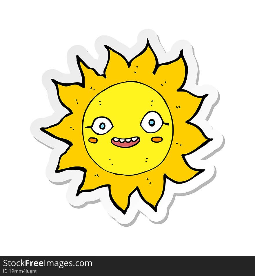 Sticker Of A Cartoon Happy Sun