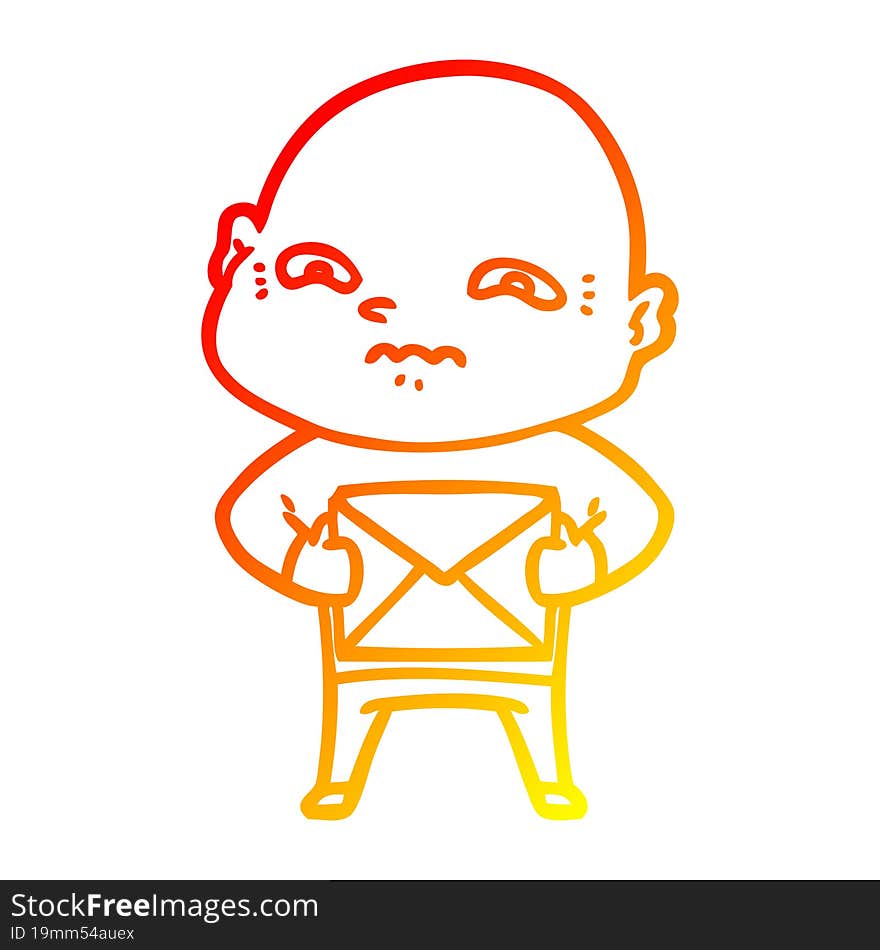 warm gradient line drawing cartoon nervous man