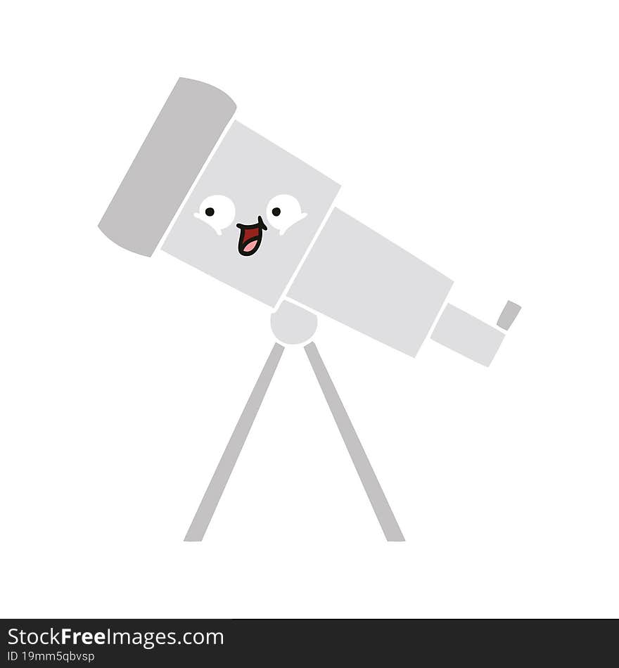 flat color retro cartoon telescope