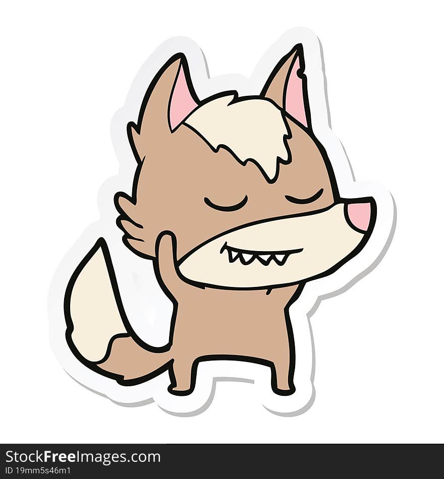 Sticker Of A Friendly Cartoon Wolf