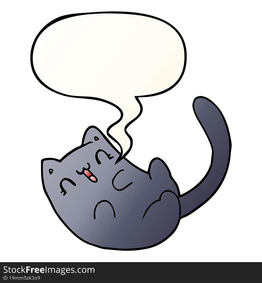 cartoon cat and speech bubble in smooth gradient style