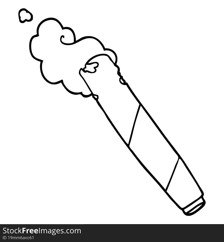 line drawing cartoon smoking joint