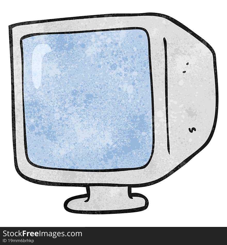 freehand textured cartoon old computer monitor