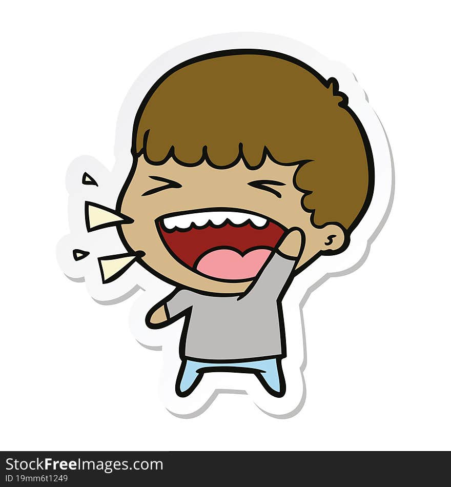 sticker of a cartoon laughing man