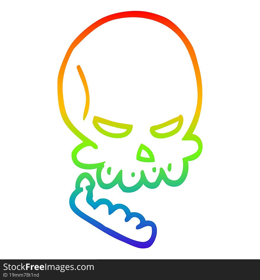 rainbow gradient line drawing cartoon halloween skull