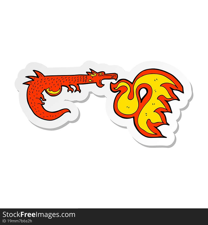 Sticker Of A Cartoon Fire Breathing Dragon