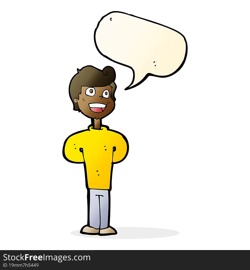 Cartoon Happy Man With Speech Bubble