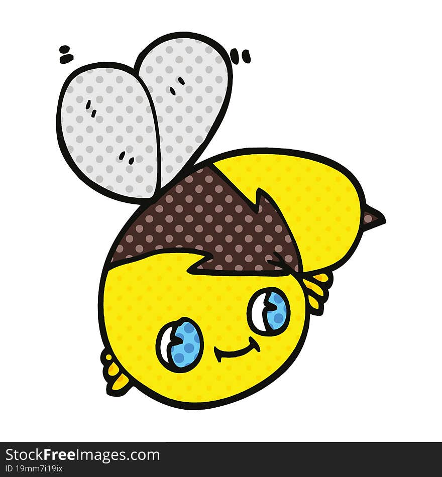 Cute Comic Book Style Cartoon Bee