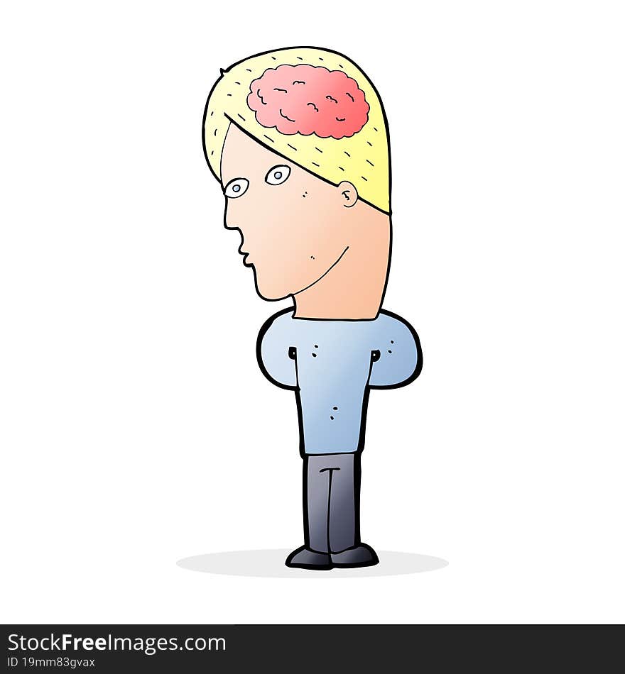 cartoon man with big brain