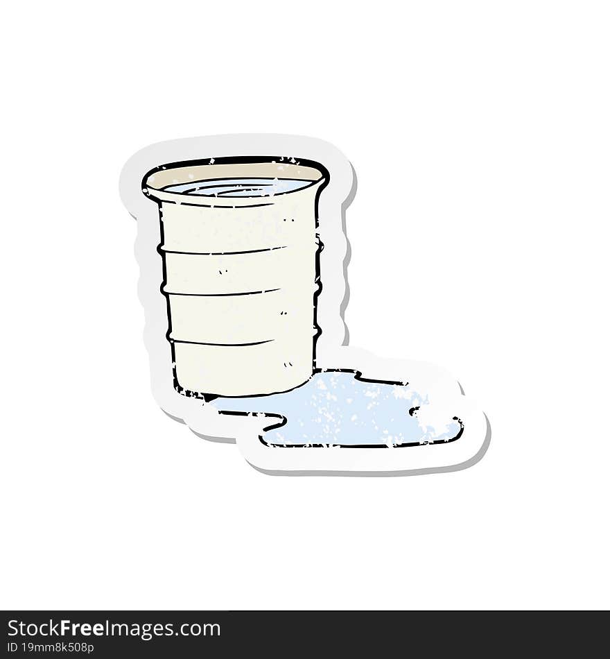 retro distressed sticker of a cartoon office water cup