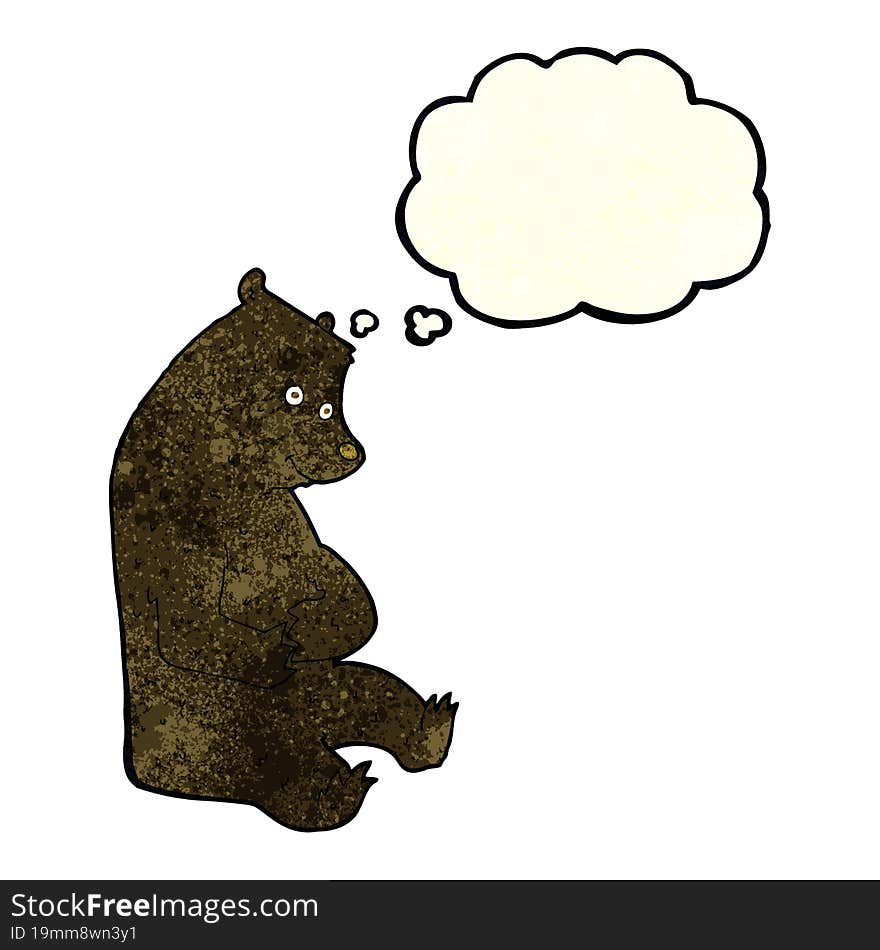 Cartoon Happy Black Bear With Thought Bubble