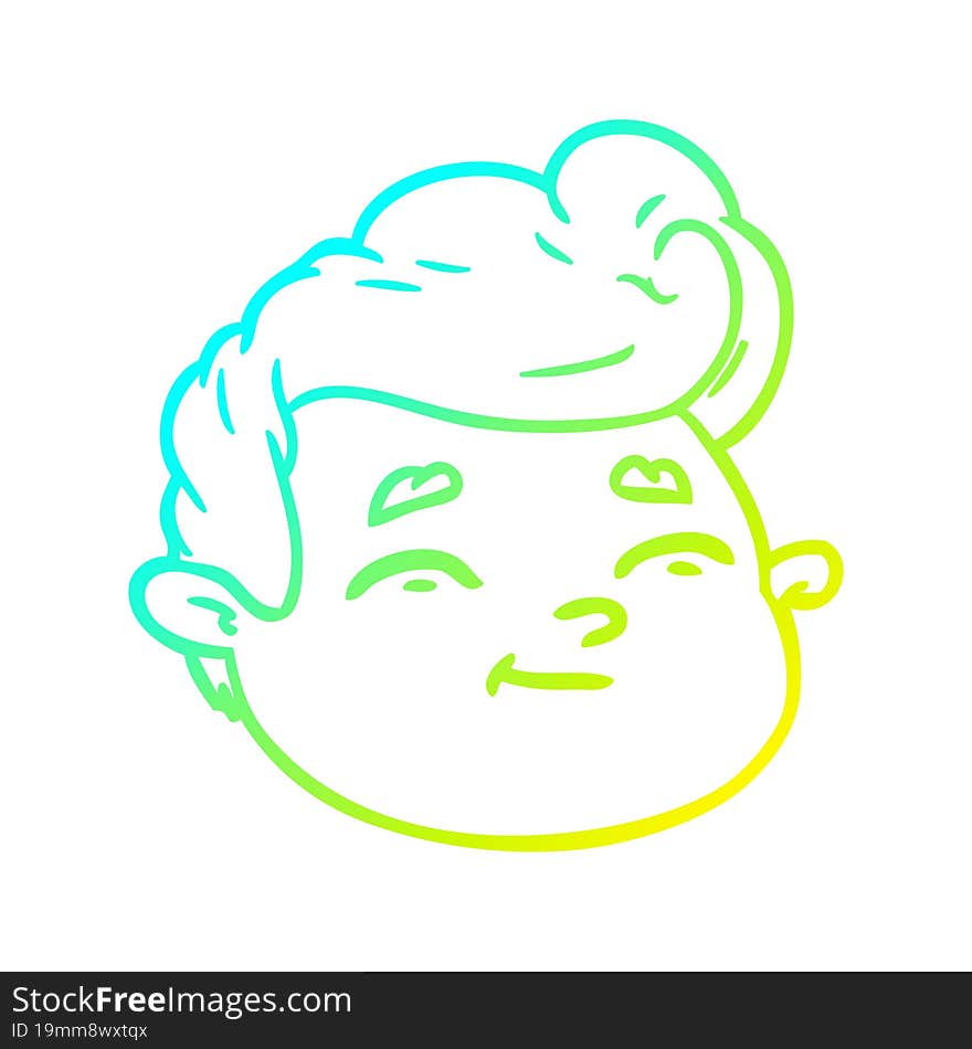 Cold Gradient Line Drawing Cartoon Male Face