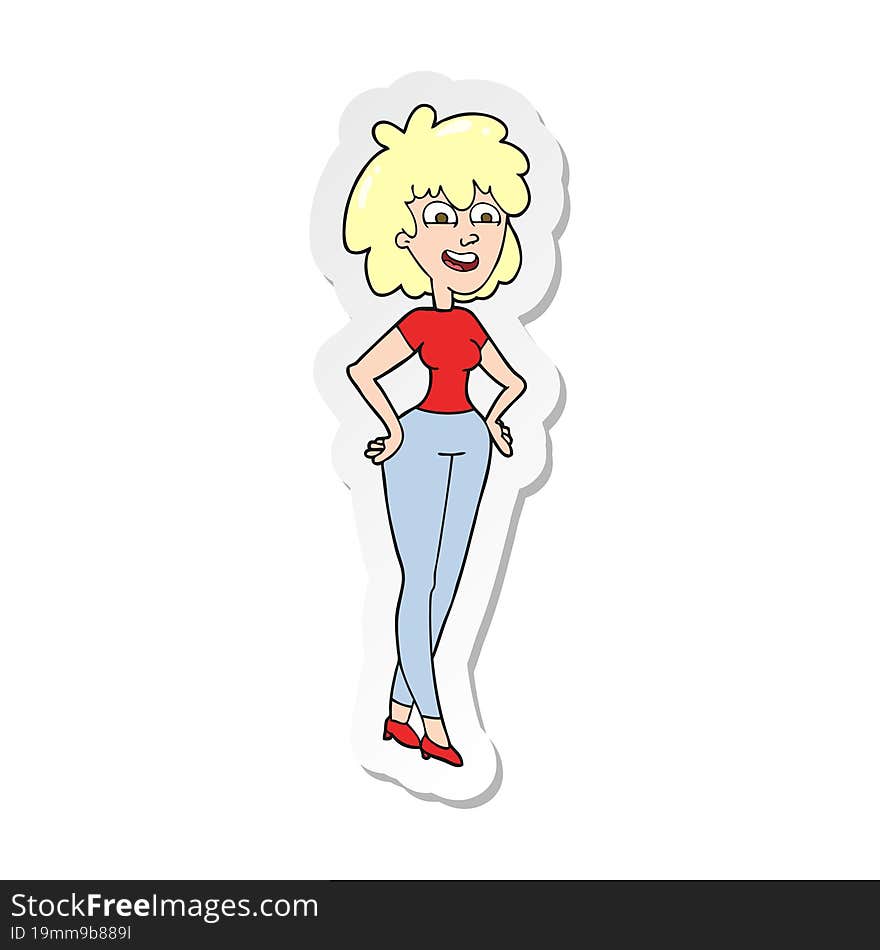 sticker of a cartoon surprised woman