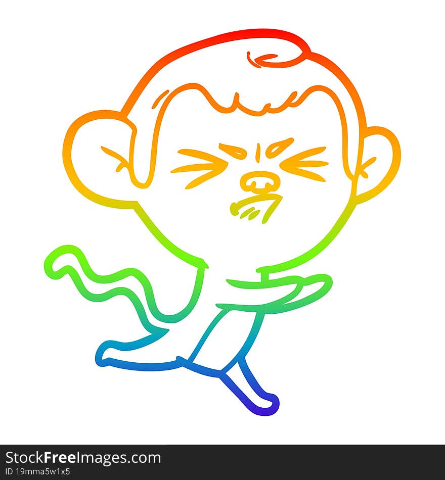 rainbow gradient line drawing cartoon annoyed monkey