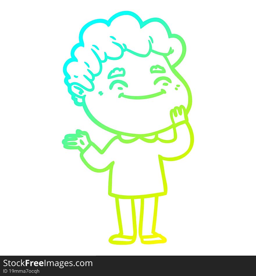 cold gradient line drawing cartoon friendly man