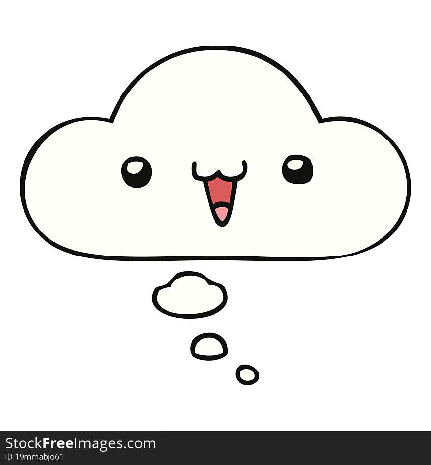 Cute Happy Face Cartoon And Thought Bubble