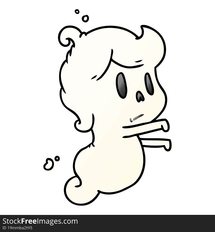 Gradient Cartoon Of A Kawaii Cute Ghost