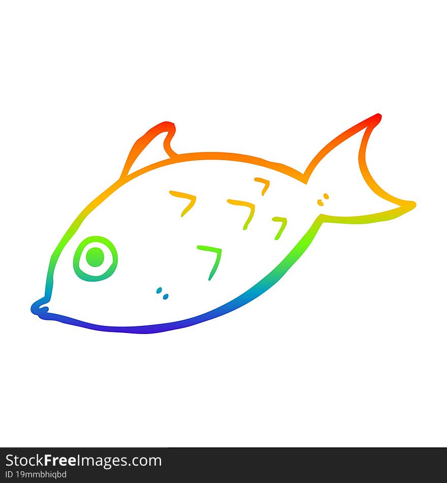 rainbow gradient line drawing cartoon fish