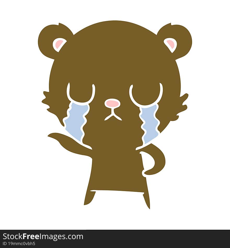 crying flat color style cartoon bear