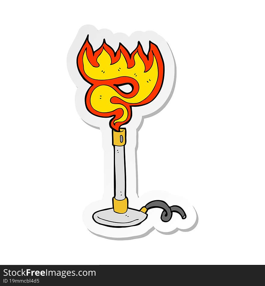 sticker of a cartoon bunsen burner