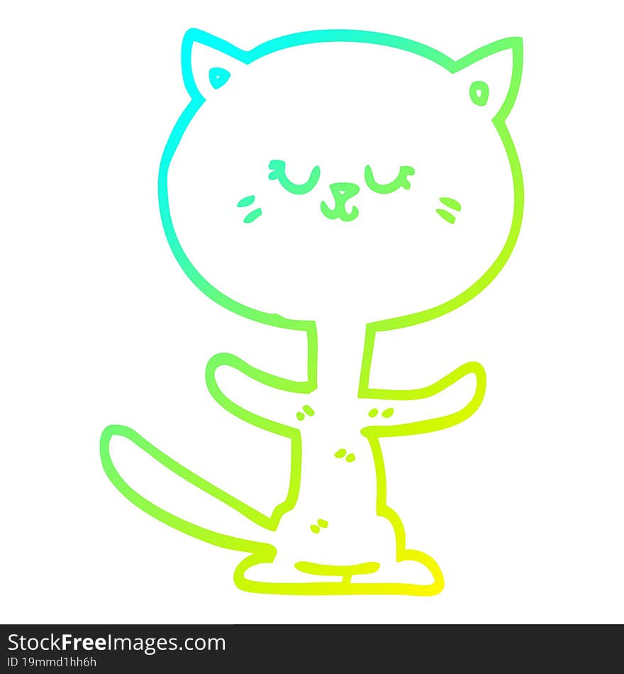 cold gradient line drawing cartoon dancing cat