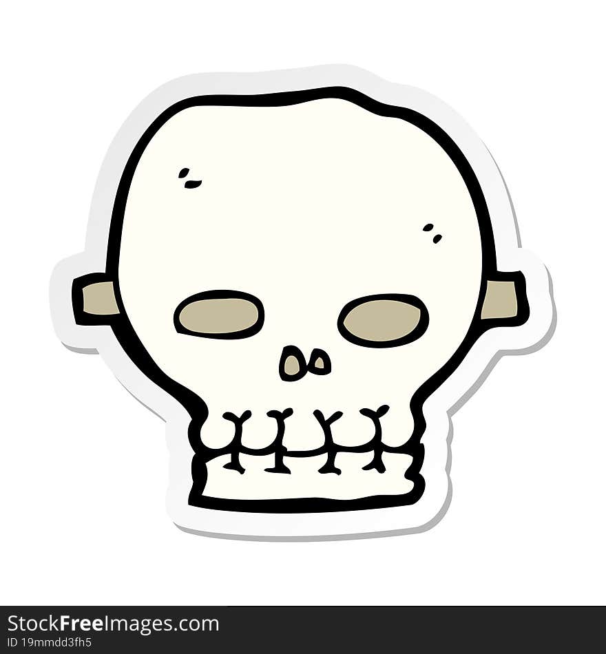 sticker of a cartoon spooky skull mask