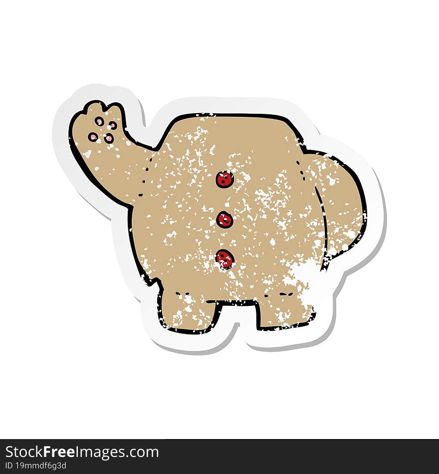 retro distressed sticker of a cartoon teddy bear body