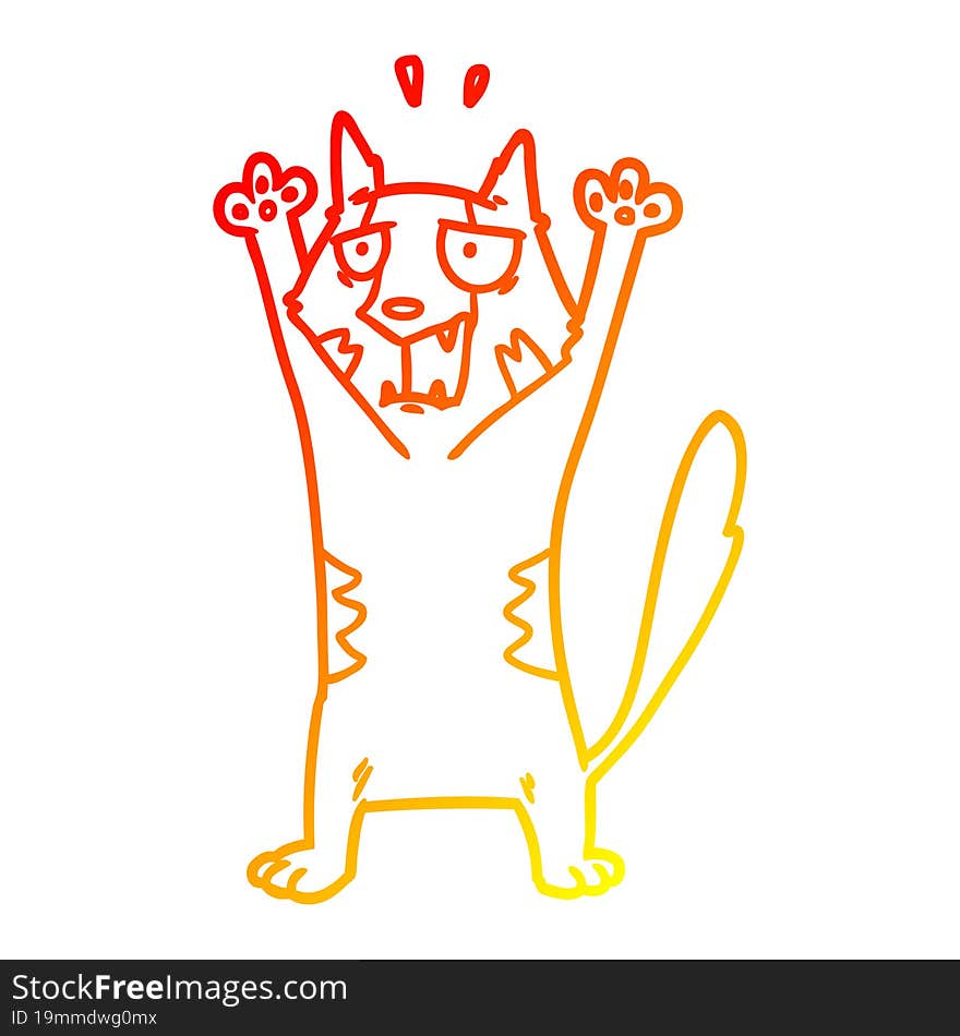 warm gradient line drawing cartoon panicking cat