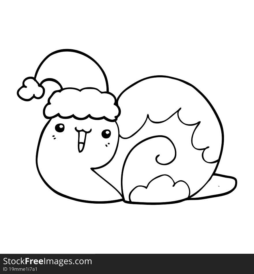 Cute Cartoon Christmas Snail