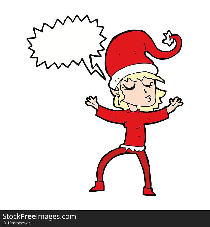 Santa S Helper Cartoon With Speech Bubble