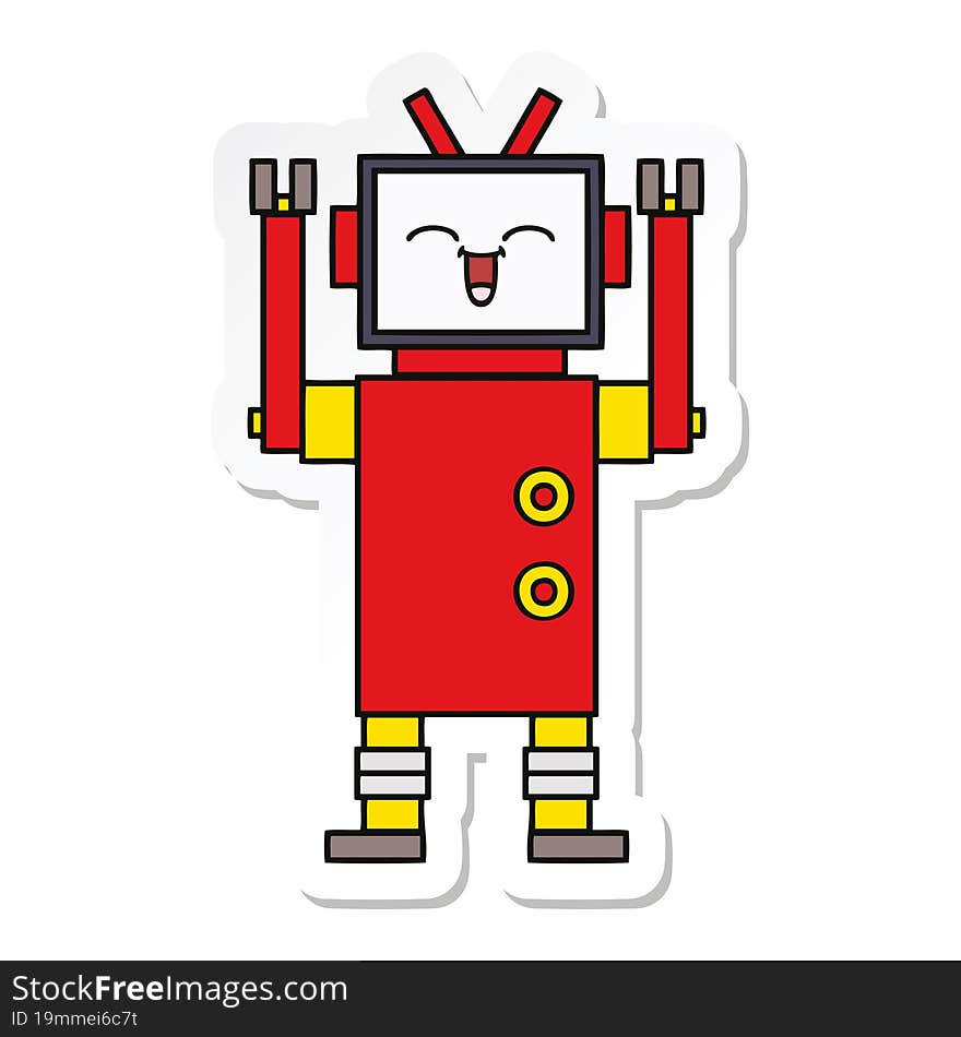 sticker of a cute cartoon robot