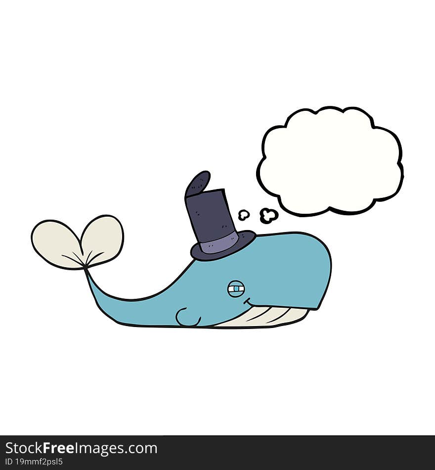 Thought Bubble Cartoon Whale Wearing Hat