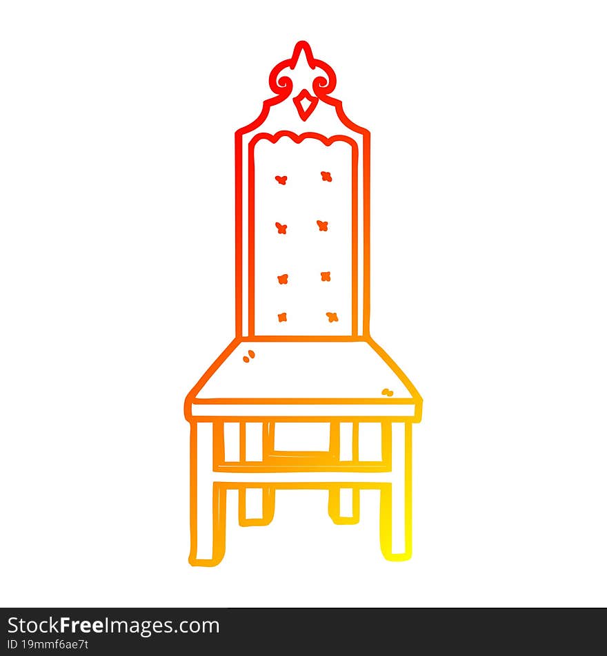 warm gradient line drawing fancy cartoon chair