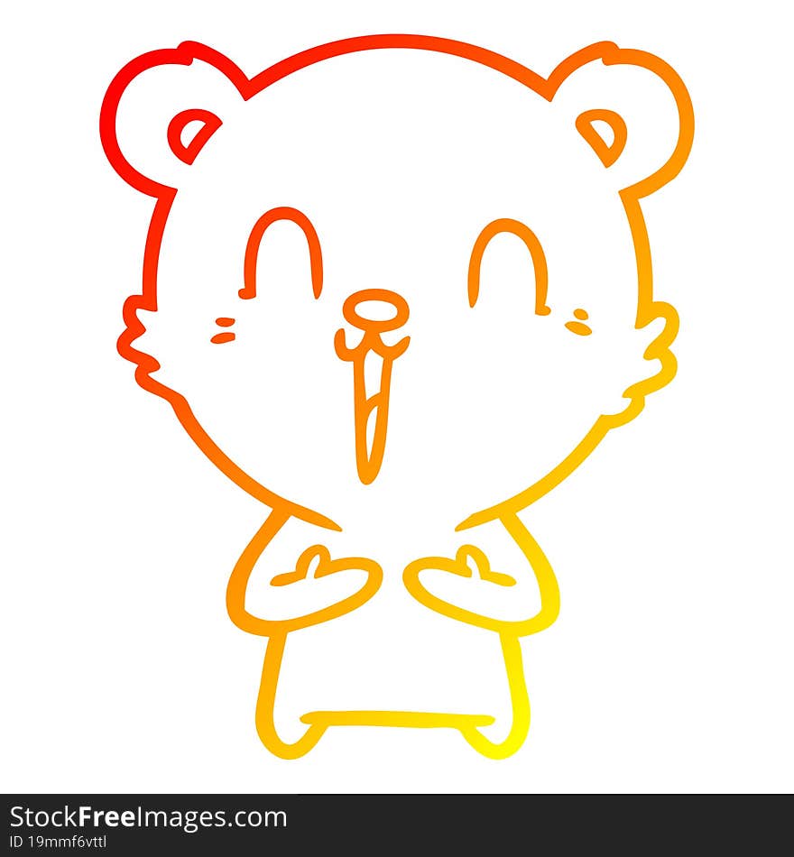 Warm Gradient Line Drawing Happy Cartoon Bear