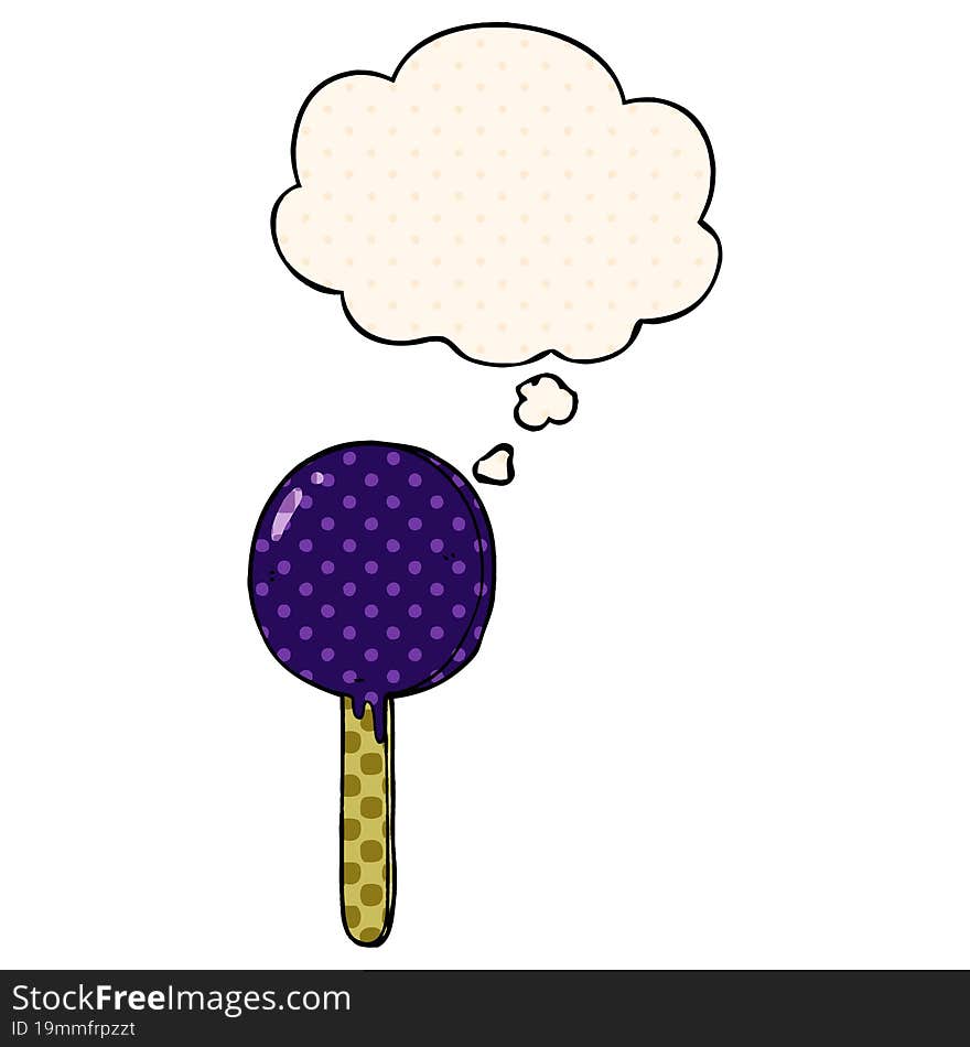 Cartoon Lollipop And Thought Bubble In Comic Book Style