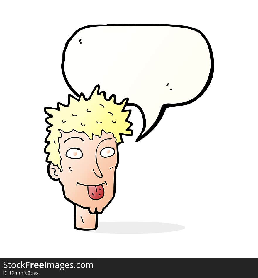 cartoon man sticking out tongue with speech bubble